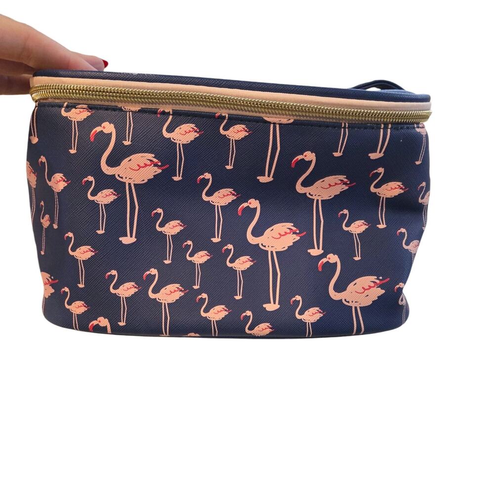 Clementine & Jane Flamingo Print Makeup Toiletries Dop Kit Lined Zipper Bag